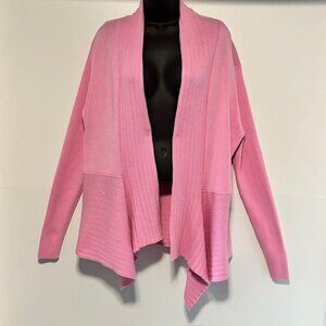 Passports Pink Open Cardigan Sweater XL Ribbed Feminine Cottagegore Cozy Casual